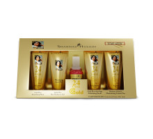 Kit Gold Skin Radiance Timeless Youth — Scrub, Gel, Cream, Mask, Professional Power Skin Tonic, 4x10 grams + 15 ml