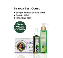 Combo Be Your Best — Shafair Plus + Bhringraj Amla Hair Cleanser + Shalocks Premium, 100 grams + 200 ml + 100 ml